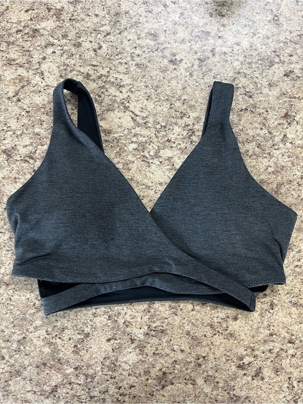 Gilly Hicks Wrap V-Neck Sports Bralette - Charcoal MEDIUM